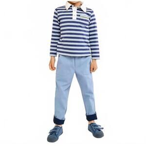 NEW OSO & ME kid's parker polo in navy twin stripe